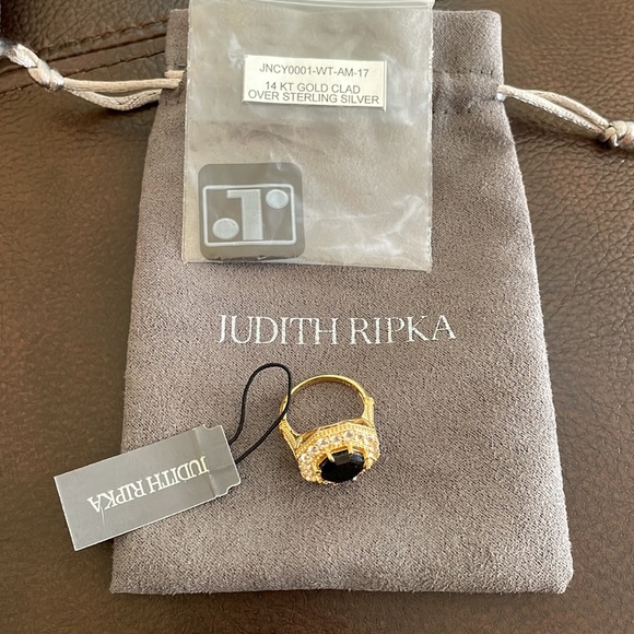 Judith Ripka Onyx 14K Gold Clad Ring - Picture 8 of 8